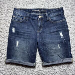 Seventy Seven Shorts Girls 14 Bermuda Cuffed Stretch Dark Distressed Casual